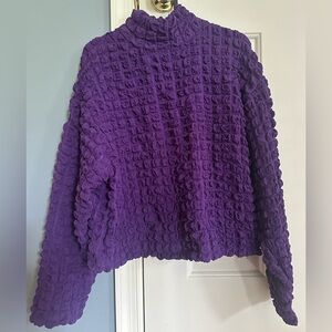 Zara Purple Cowl Neck Textured Sweater